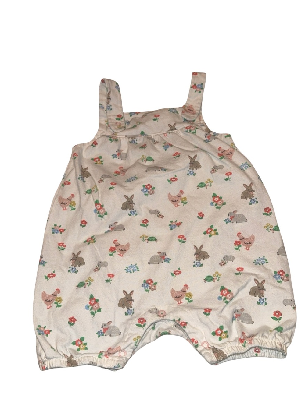 Baby Boden Cream Floral & Animal Print Romper